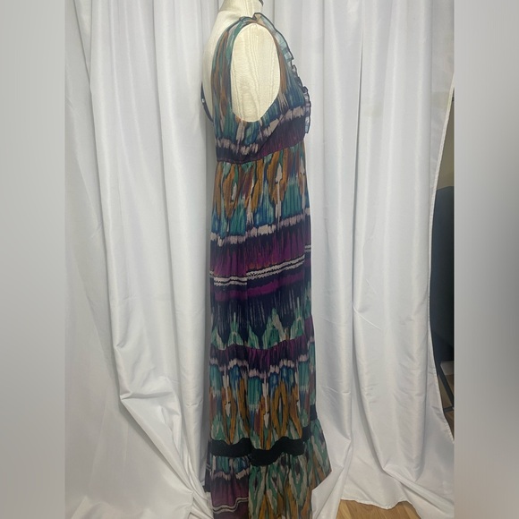 Boho Chic Maxi Dress with Crochet Detail and Frilly Sleeves - Size Large - Picture 6 of 12
